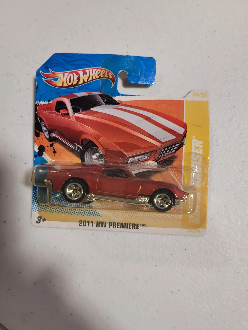Hot Wheels Red Die-Cast Toy Car with White Racing Stripes